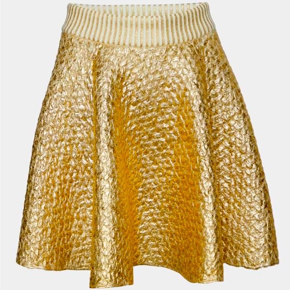 Dresses & Skirts - Valentino Gold Coated Wool
Knit Flared Mini Skirt  New with tags! M